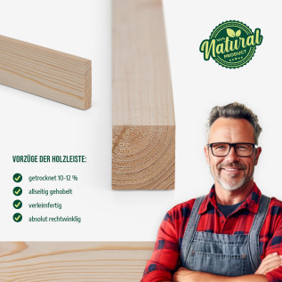 Holzleiste - Lärche gehobelt - 10x25x1000mm