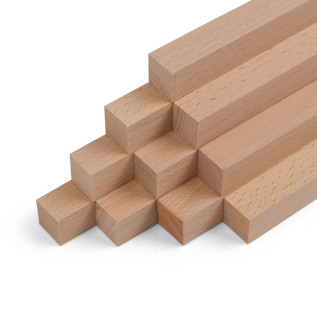 10er-Set Holzleiste - Buche gehobelt - 25x25x500mm