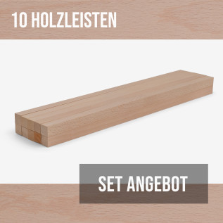 10er-Set Holzleiste - Buche gehobelt - 25x25x500mm