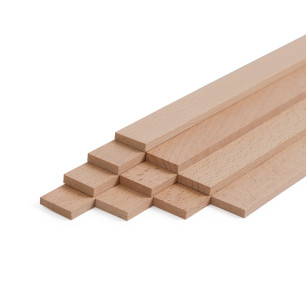 10-piece set of wooden strips - planed beech - 8x20x500mm