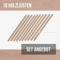 10-piece set of wooden strips - planed beech - 8x20x500mm