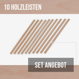 10-piece set of wooden strips - planed beech - 8x20x500mm