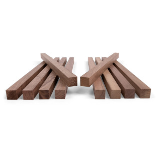 10er-Set Holzleiste - Nussbaum gehobelt - 30x30x500mm