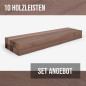 10er-Set Holzleiste - Nussbaum gehobelt - 30x30x500mm