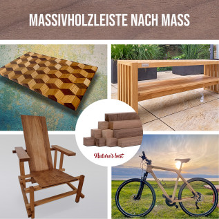 10er-Set Holzleiste - Nussbaum gehobelt - 30x30x500mm