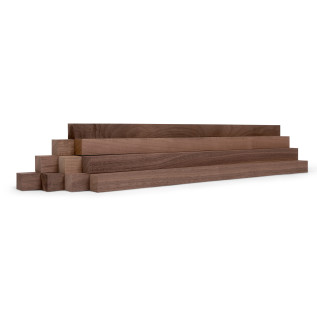 10er-Set Holzleiste - Nussbaum gehobelt - 30x30x500mm