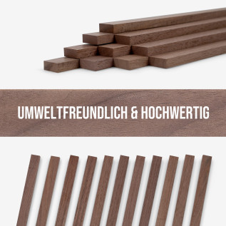 10er-Set Holzleiste - Nussbaum gehobelt - 8x20x500mm