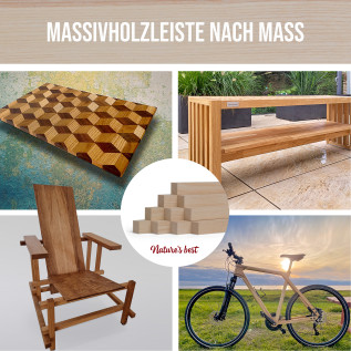 10er-Set Holzleiste - Esche gehobelt - 40x40x500mm