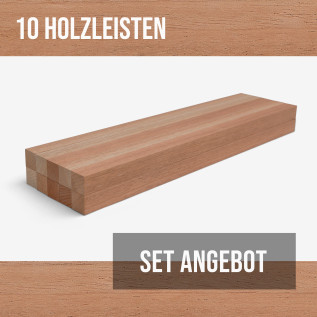 10er-Set Holzleiste - Mahagoni gehobelt - 25x25x500mm