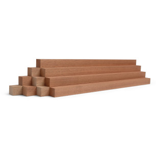 10er-Set Holzleiste - Mahagoni gehobelt - 25x25x500mm