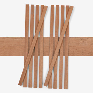 10-piece set of wooden strips - planed mahogany - 8x20x500mm