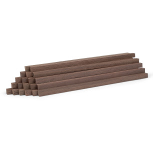 20-piece set of wooden sticks - planed walnut - 10x10x250mm
