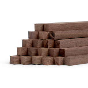 20-piece set of wooden sticks - planed walnut - 10x10x250mm