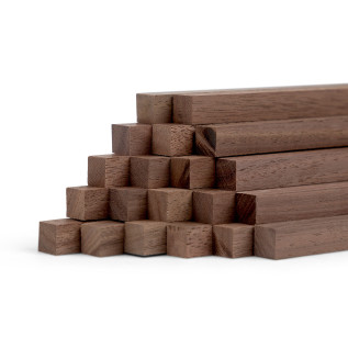 20-piece set of wooden sticks - planed walnut - 10x10x250mm