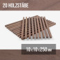 20-piece set of wooden sticks - planed walnut - 10x10x250mm
