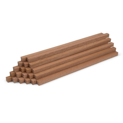 20er-Set Holzstäbe - Mahagoni gehobelt - 10x10x250mm