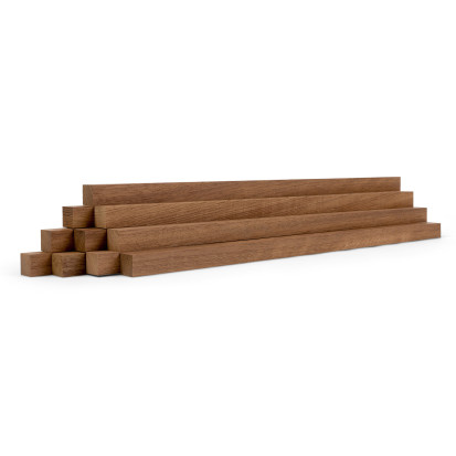 10er-Set Holzleiste - Teak gehobelt - 20/20/500 mm