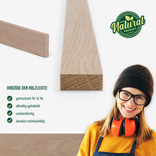 Holzleiste - Eiche gehobelt - 8x20x1000mm