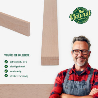 Holzleiste - Buche gehobelt - 20x50x1000mm