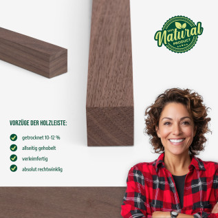 Holzleiste - Nussbaum gehobelt - 23x23x1000mm