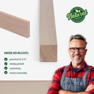 Holzleiste - Esche gehobelt - 8x25x1000mm
